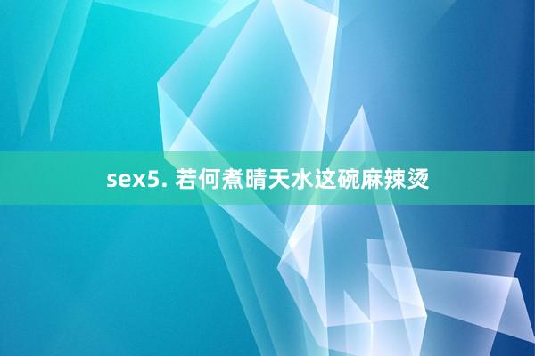 sex5. 若何煮晴天水这碗麻辣烫