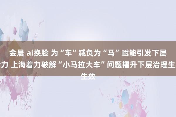 金晨 ai换脸 为“车”减负为“马”赋能引发下层活力 上海着力破解“小马拉大车”问题擢升下层治理生效